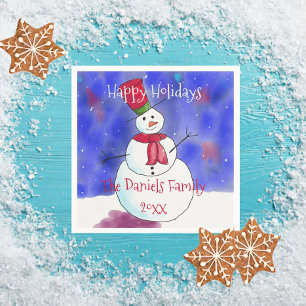 Persoonlijke kerstfeest Snowman Party Napkins Servet