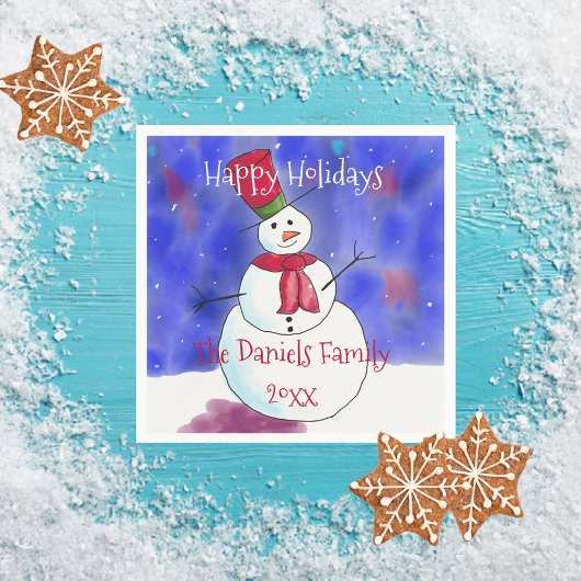 Persoonlijke kerstfeest Snowman Party Napkins Servet