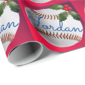 Persoonlijke kerstfeestdag in Baseball Sports Cadeaupapier (Rol Hoek)