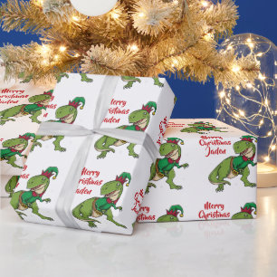 Persoonlijke kerstfeestdag in kerstmis cadeaupapier