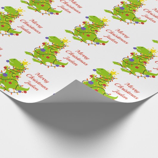 Persoonlijke kerstfeestdag in kerstmis cadeaupapier (Hoek)