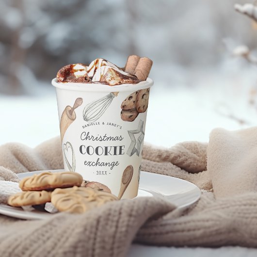 Persoonlijke kerstfeestdag Koekjesuitwisseling Papieren Bekers