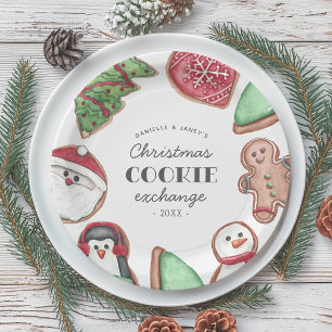 Persoonlijke kerstfeestdag Koekjeswisselpartij Papieren Bordje