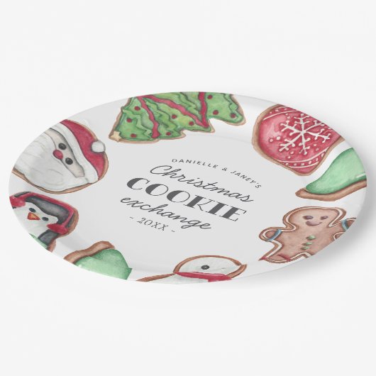 Persoonlijke kerstfeestdag Koekjeswisselpartij Papieren Bordje (Gekanteld)