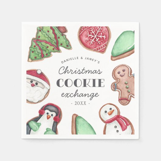 Persoonlijke kerstfeestdag Koekjeswisselpartij Servet (Voorkant)