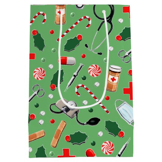 Persoonlijke kerstfeestdag medium cadeauzakje (Achterkant)