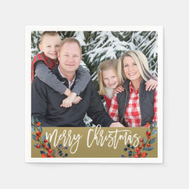 Persoonlijke kerstfeestdag met foto's servetten