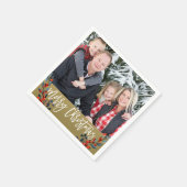 Persoonlijke kerstfeestdag met foto's servetten (Hoek)