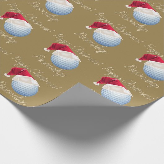 Persoonlijke kerstfeestdag met Golf-bal Cadeaupapier (Hoek)