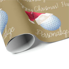 Persoonlijke kerstfeestdag met Golf-bal Cadeaupapier