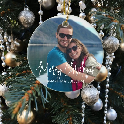 Persoonlijke kerstfeestdag minimalistische namen keramisch ornament