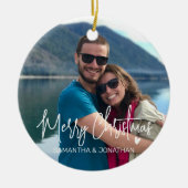 Persoonlijke kerstfeestdag minimalistische namen keramisch ornament (Voorkant)