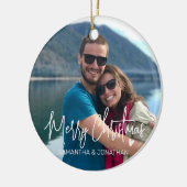 Persoonlijke kerstfeestdag minimalistische namen keramisch ornament (Links)