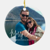 Persoonlijke kerstfeestdag minimalistische namen keramisch ornament (Achterkant)