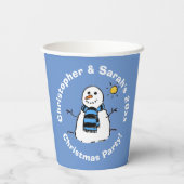 Persoonlijke kerstfeestdag Snowman Papieren Bekers (Achterkant)