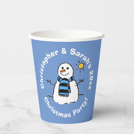 Persoonlijke kerstfeestdag Snowman Papieren Bekers (Voorkant)