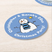 Persoonlijke kerstfeestdag Snowman Ronde Kartonnen Onderzetter (Gebogen)