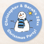 Persoonlijke kerstfeestdag Snowman Ronde Kartonnen Onderzetter (Voorkant)
