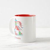 Persoonlijke kerstfeestdag Snowman Tweekleurige Koffiemok (Voorkant links)