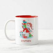 Persoonlijke kerstfeestdag Snowman Tweekleurige Koffiemok (Links)