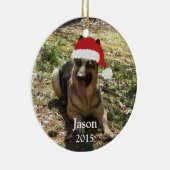 Persoonlijke kerstfeestelijke Duitse herdersorgani Keramisch Ornament (Rechts)