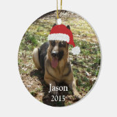 Persoonlijke kerstfeestelijke Duitse herdersorgani Keramisch Ornament (Links)