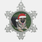 Persoonlijke kerstfeestelijke Duitse herdersorgani Tin Sneeuwvlok Ornament (Voorkant)