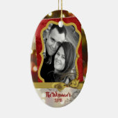 Persoonlijke kerstfeestelijke Gold Bokeh PHOTO Orn Keramisch Ornament (Rechts)