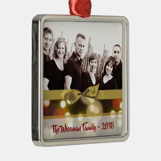 Persoonlijke kerstfeestelijke Gold Bokeh PHOTO Orn Metalen Ornament (Rechts)