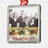 Persoonlijke kerstfeestelijke Gold Bokeh PHOTO Orn Metalen Ornament (Links)