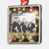 Persoonlijke kerstfeestelijke Gold Bokeh PHOTO Orn Metalen Ornament (Links)