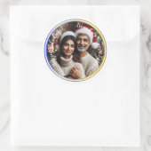 Persoonlijke kerstfeestfoto ronde sticker (Tas)