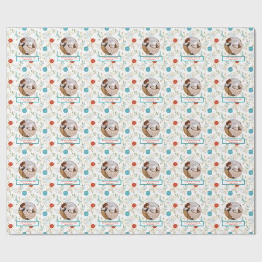 Persoonlijke kerstfoto cadeaupapier (Vlak)