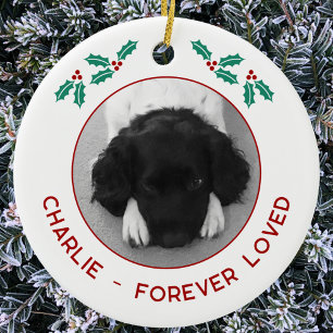 Persoonlijke kerstfoto-herdenking huisdier hond keramisch ornament