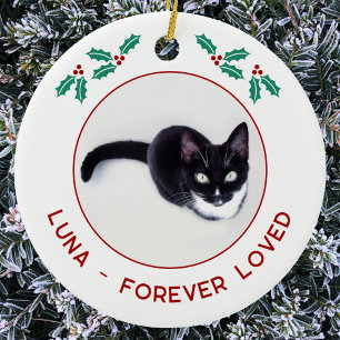 Persoonlijke kerstfoto-herdenking voor huisdierenk keramisch ornament