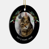 Persoonlijke kerstfoto Holly op zwart Keramisch Ornament (Rechts)