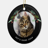 Persoonlijke kerstfoto Holly op zwart Keramisch Ornament (Links)