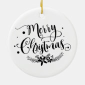 Persoonlijke kerstfoto Holly op zwart Keramisch Ornament (Achterkant)