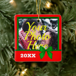 Persoonlijke kerstfoto keramisch ornament