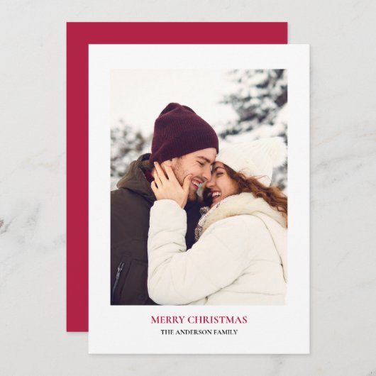 Persoonlijke kerstfoto Merry Feestdagenkaart (Voorkant / Achterkant)