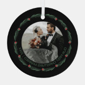 Persoonlijke kerstfoto met eerste huwelijk glas ornament (Achterkant)