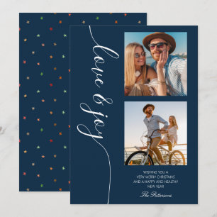 Persoonlijke Kerstfoto met Liefde en Vreugde Feestdagenkaart