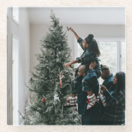 Persoonlijke kerstfoto met tweeledige serie glazen onderzetter