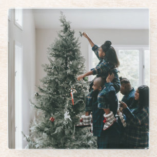 Persoonlijke kerstfoto met tweeledige serie glazen onderzetter