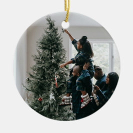 Persoonlijke kerstfoto met tweeledige serie keramisch ornament