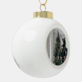 Persoonlijke kerstfoto met tweeledige serie keramische bal ornament (Links)