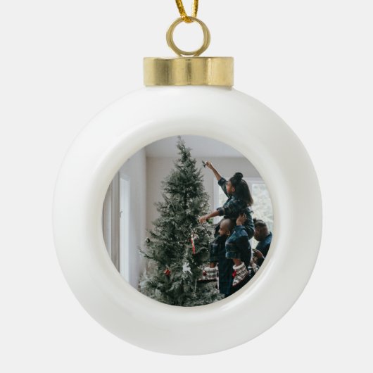 Persoonlijke kerstfoto met tweeledige serie keramische bal ornament (Voorkant)