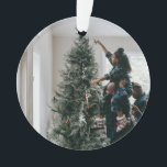 Persoonlijke kerstfoto met tweeledige serie ornament<br><div class="desc">Gepersonaliseerd tweeslachtig kerstfoto-Ornament</div>