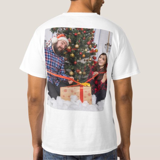 Persoonlijke kerstfoto met tweeledige serie t-shirt (Achterkant)