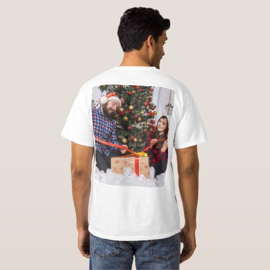 Persoonlijke kerstfoto met tweeledige serie t-shirt (Achterkant volledig)